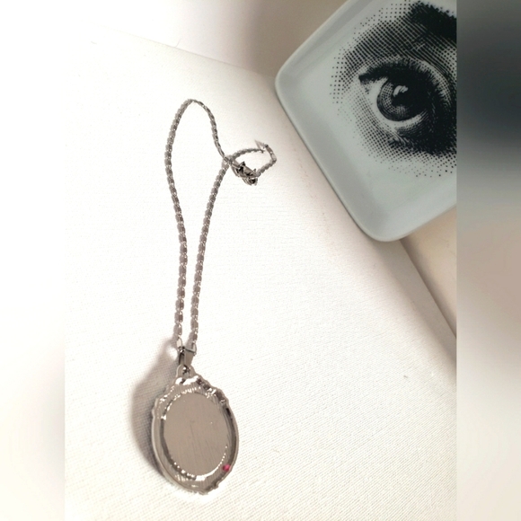 EVIL EYE PROTECTION ANTIQUE ART PENDANT NECKLACE SILVER FORNASETTI 17 Inch - Picture 4 of 7